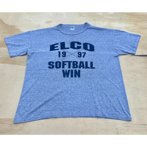 Russell Athletic Vintage Bluish-Gray Athletic Graphic Tee T-Shirt Size XL USA‎ - Picture 1 of 4